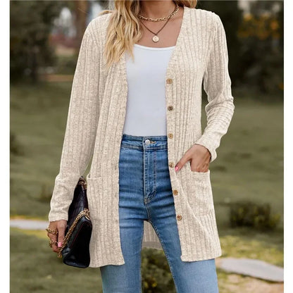 V-Neck Button Knit Cardigan