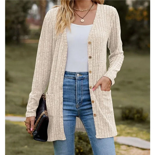 V-Neck Button Knit Cardigan