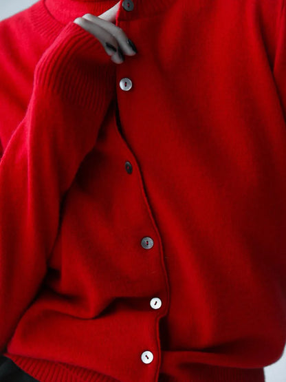 O-Neck Single-Breasted Knit Cardigan