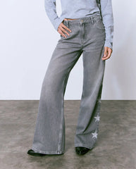 Star Print Gray Jeans