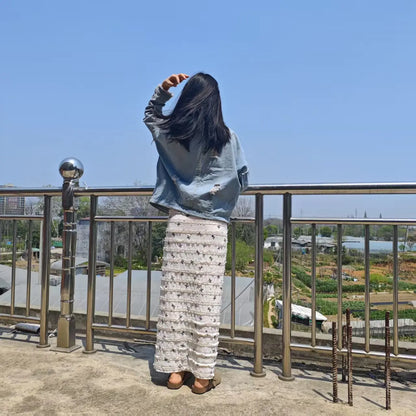 Floral Print Lace Crochet Mermaid Skirt