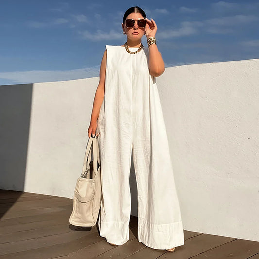 Sleeveless Wide Leg Loose Jumpsuit