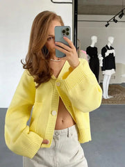 V-Neck Pocket Knit Cardigan