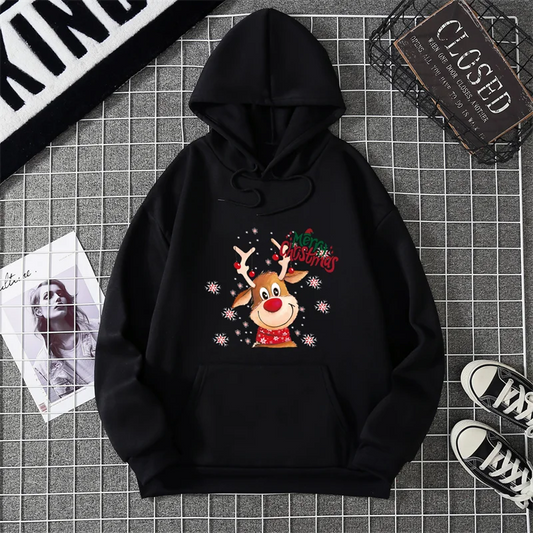 Streetwear Christmas Deer Pullover