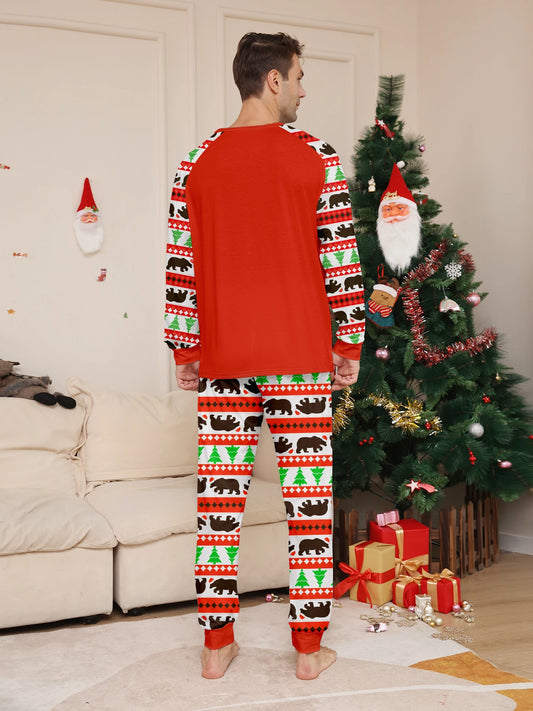 Bear & Christmas Tree Print Pajama Set