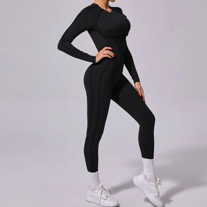 Backless Long Sleeve Yoga Jumpsuit