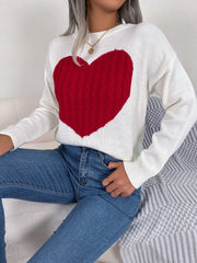 Heart Pattern Knit Pullover