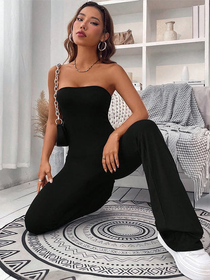 Drawstring Flare Leg Jumpsuit