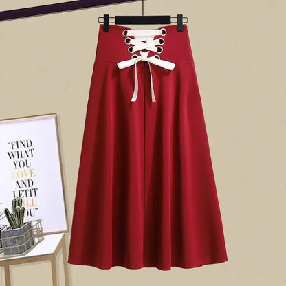 Women’s Lace-Up Pleated Dress & Knit Pullover