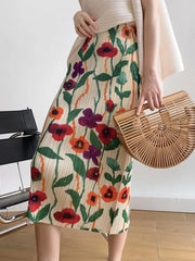 Vintage Print Midi Skirt