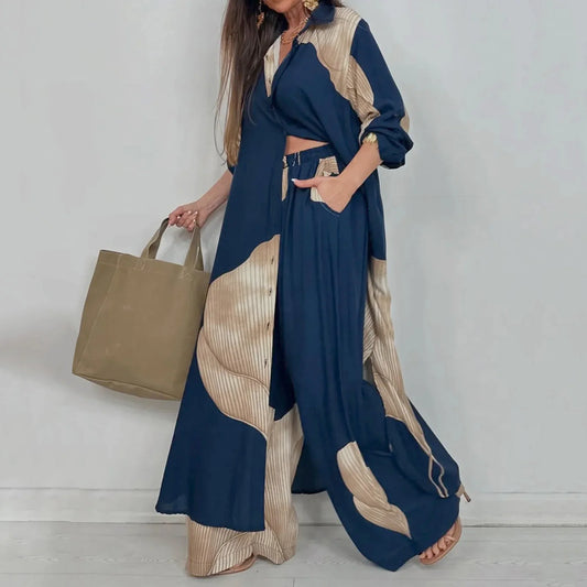 Floral Print Blouse Pants Set