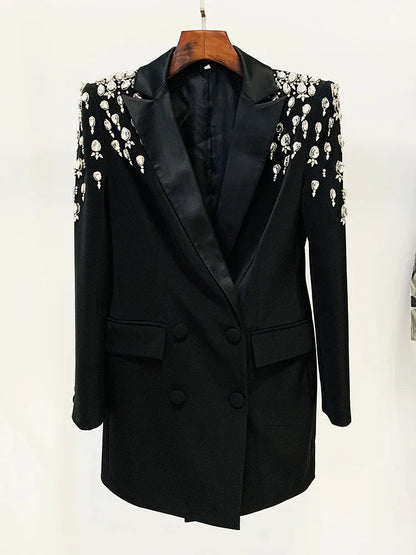 Double Breasted Rhinestone Blazer