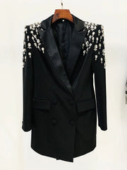 Double Breasted Rhinestone Blazer