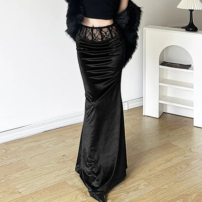 Gothic Velvet Trumpet Skirt