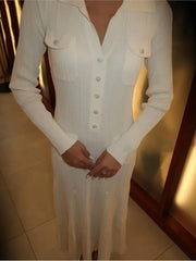 Knitted Deep V Wrap Maxi Dress