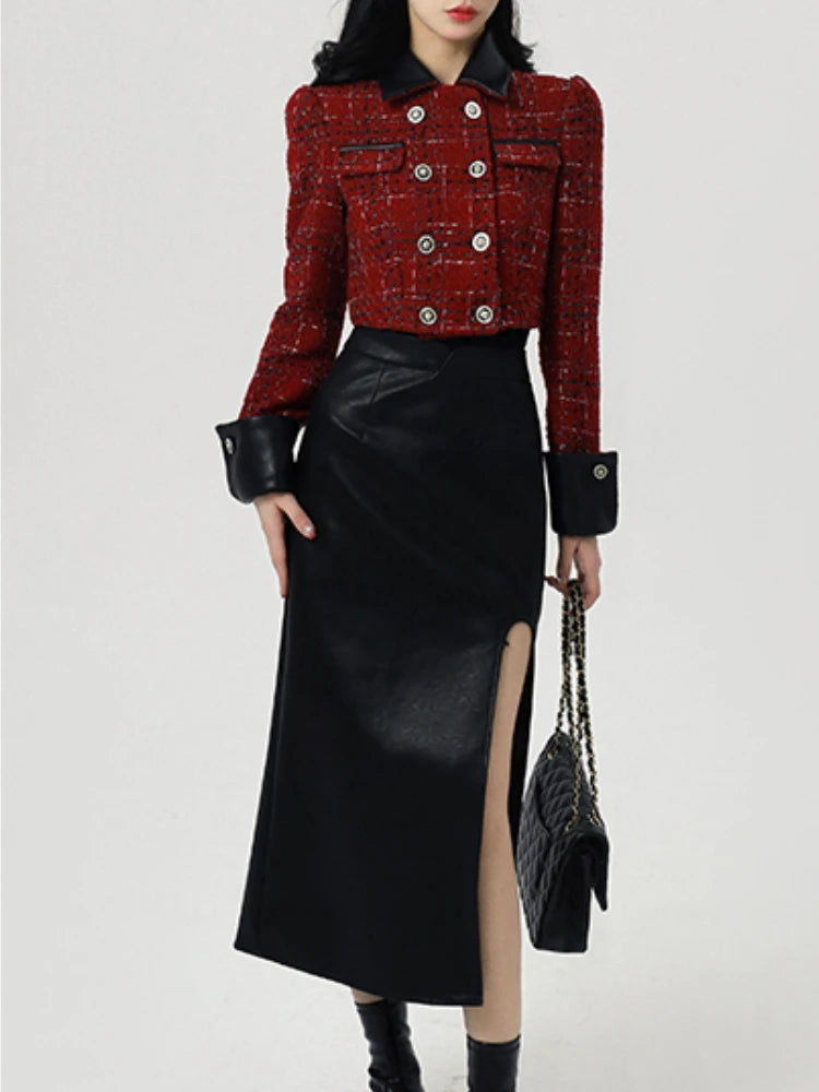 Women’s Christmas Leather Two-Piece Set