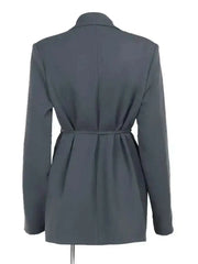 Lapel Long Sleeve Lace-up Blazer