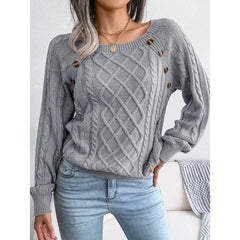Square Collar Button Knit Sweater