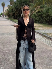 Vintage Y2K Black See-Through Cardigan