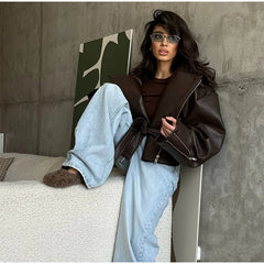 Zipper Leather Short Jacket