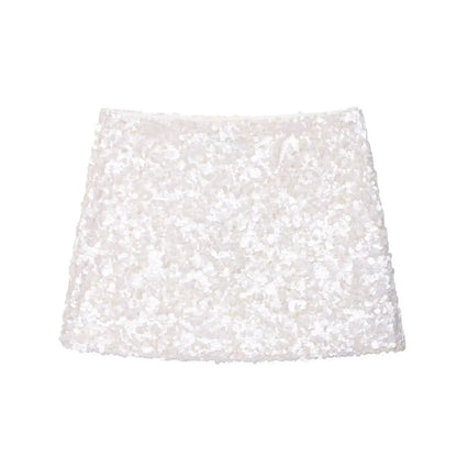 High Waist Sequin Mini Skirt