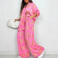 Oversized Print Shirt and Pants Set