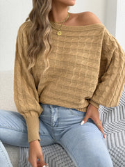Round Neck Lantern Sleeve Sweater