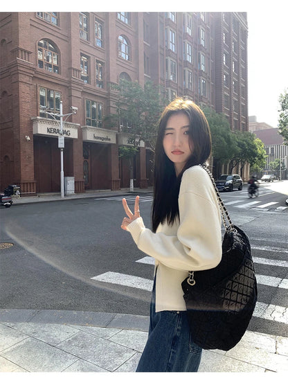 V-Neck Solid Knit Cardigan