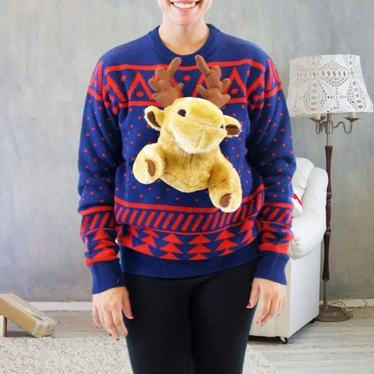 3D Reindeer Christmas Sweater