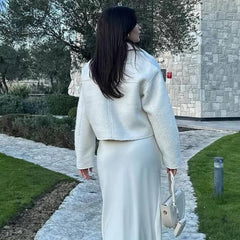 Long Sleeve Tweed Bomber