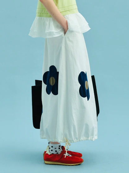 Adjustable Waist Floral Maxi Skirt