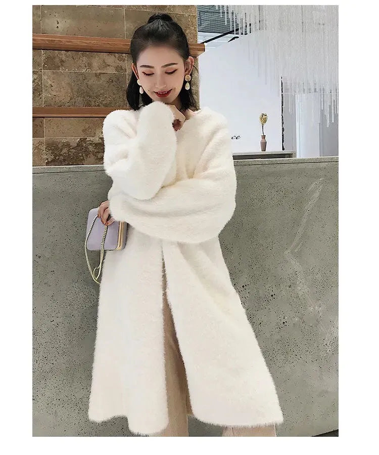 Fluffy Knit Cashmere Sweater Coat
