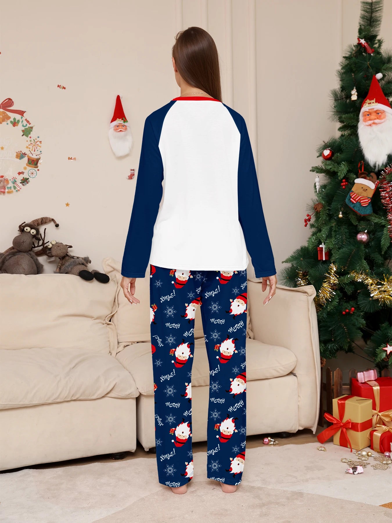 Raglan Sleeve Navy & White Pajamas