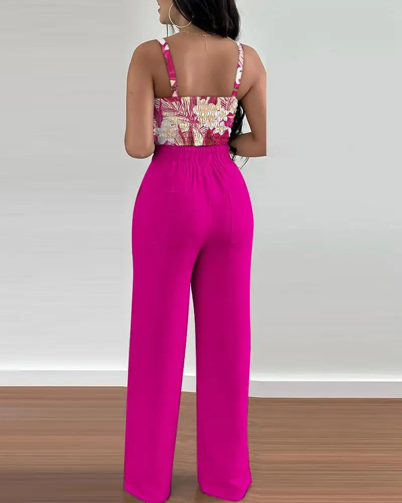 V Neck Shirred Crop Set