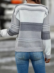 V-Neck Colorblock Knit Sweater