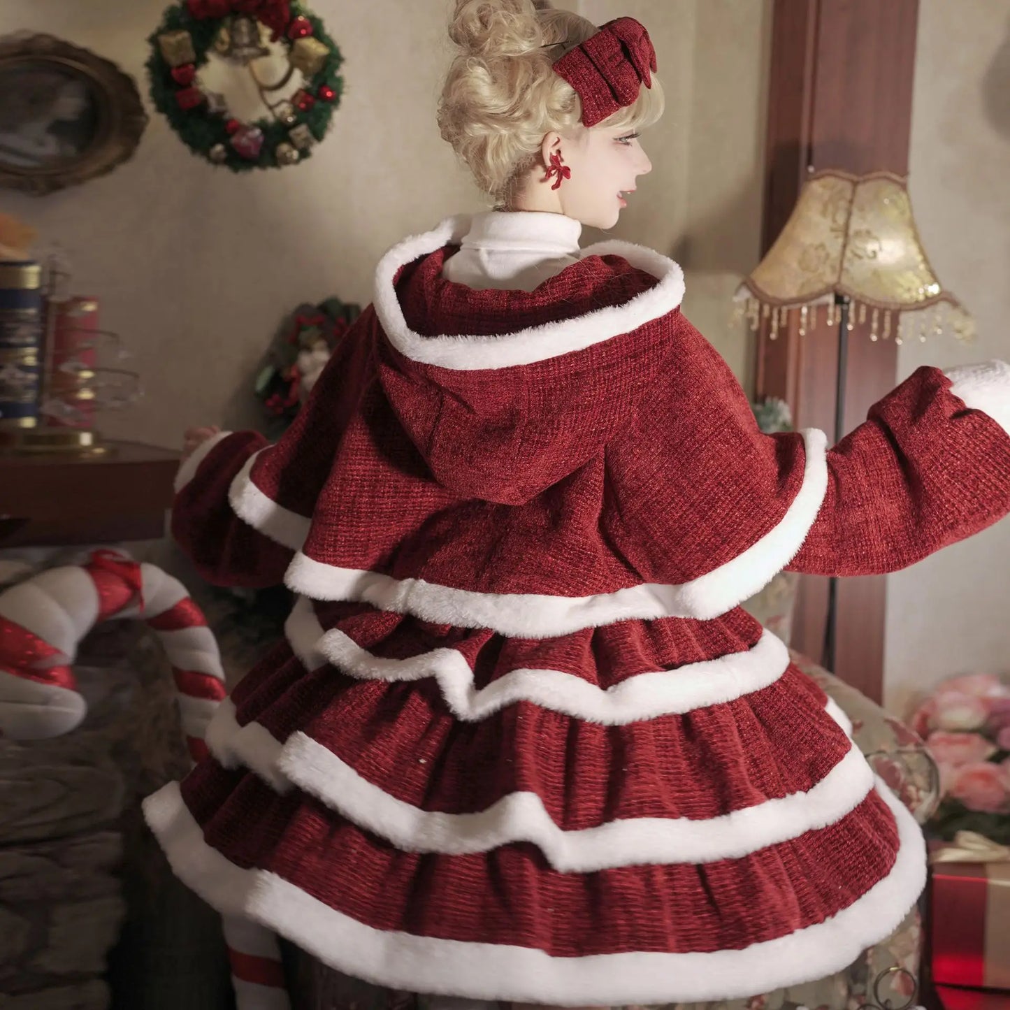 Burgundy Lolita Christmas Dress Set