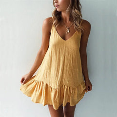 Spaghetti Strap Ruffle Mini Dress