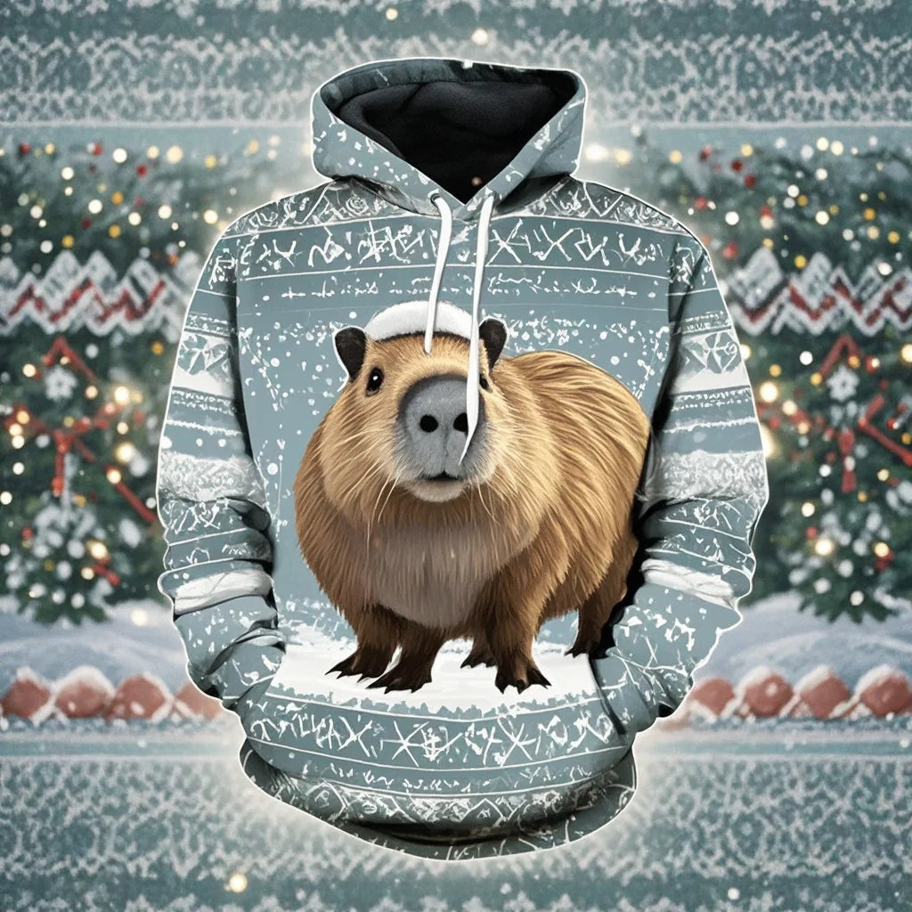 Capybara Print 3D Hoodie for Men