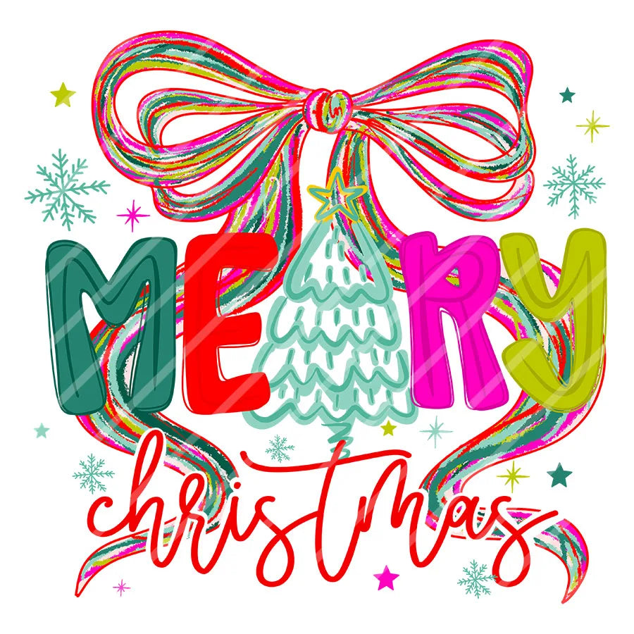 Merry Christmas Bow Heat Transfer