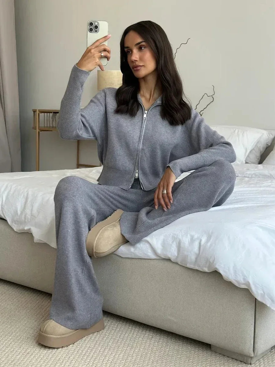 Color Block Knit Shorts Set