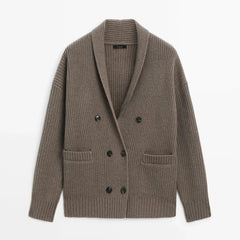 Double-Breasted V-Neck Cardigan