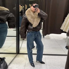 Fur Patchwork Leather Jacket