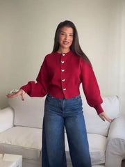 O-Neck Solid Knit Cardigan