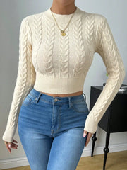 High-Waist Twisted Knit Sweater