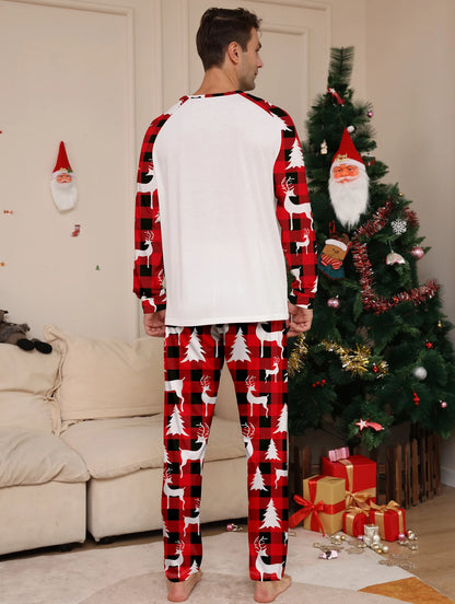Red Buffalo Plaid Reindeer Print Pajama Set