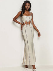 Beaded Cutout Bandage Maxi Dress