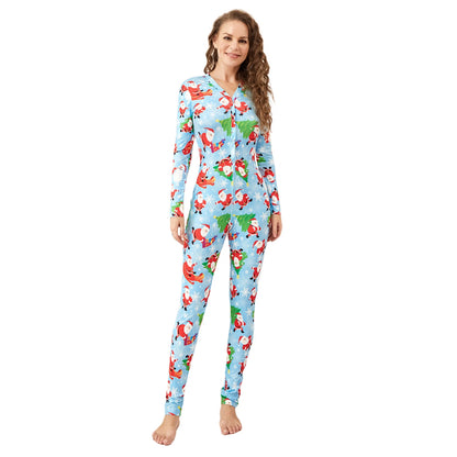 Christmas Print Long Sleeve Pajama Romper