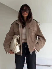 Short Suede Zipper Jacket