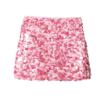 High Waist Sequin Mini Skirt