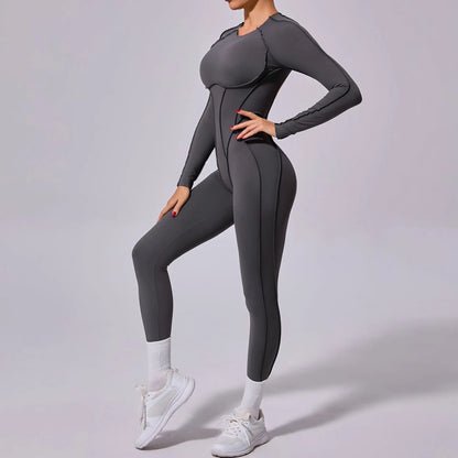 Backless Long Sleeve Yoga Jumpsuit